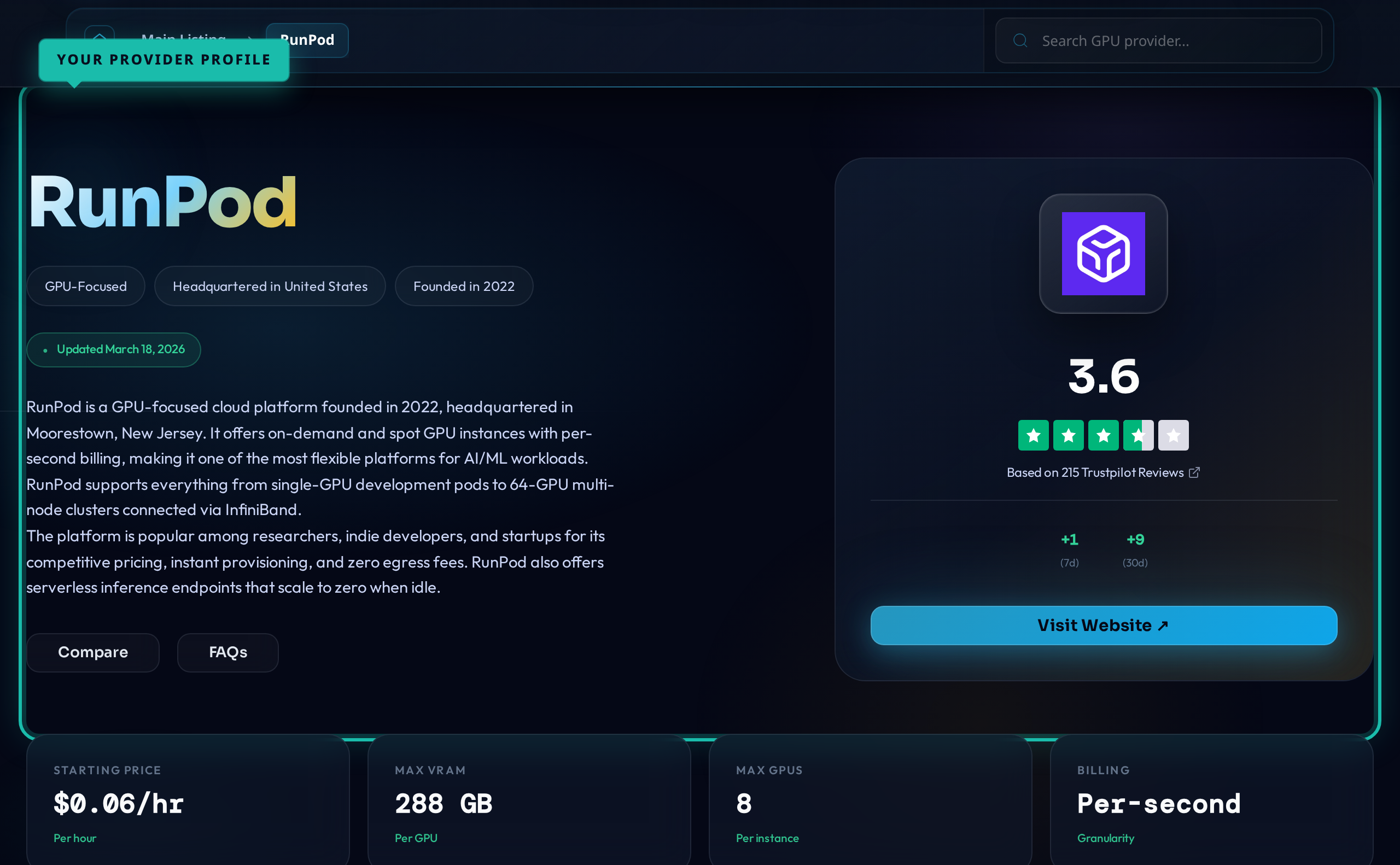 Provider Review Page
